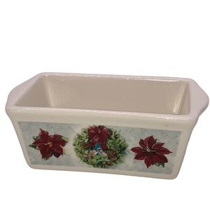 Nantucket Holiday Wreath Mini Ceramic Loaf Baking Pans